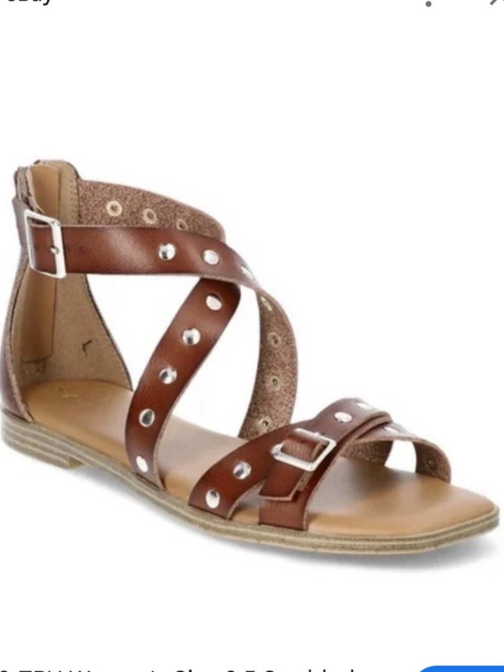 Time and Tru Brown Faux Leather Gladiator Strappy Grommet Sandals NEW Size 9